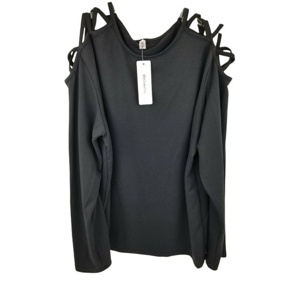 OC Order Plus Large open shoulder black Shirt Blouse NWT - Picture 1 of 7